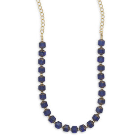 22.5" Blue Glass Bead Fashion Necklace