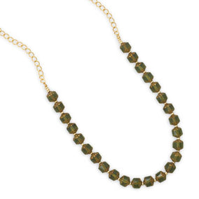 22" Green Glass Bead Fashion Necklace