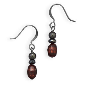 Hematite, Cultured Freshwater Pearl and Crystal Fashion Earrings