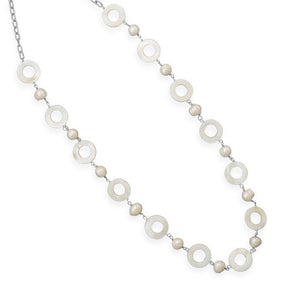 28" + 2" Cultured Freshwater Pearl and Shell Fashion Necklace