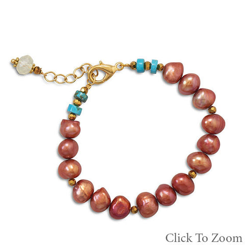 Copper Color Cultured Freshwater Pearl Fashion Bracelet