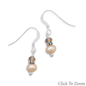 Crystal and Cultured Freshwater Pearl Drop Earrings
