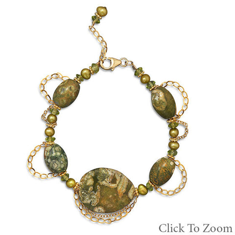 14/20 Gold Filled Rhyolite and Peridot Bracelet