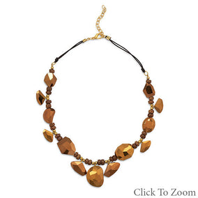 Gold Glass Nugget Fashion Necklace