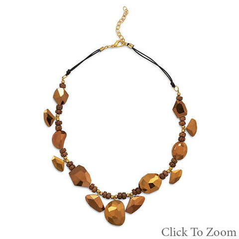 Gold Glass Nugget Fashion Necklace
