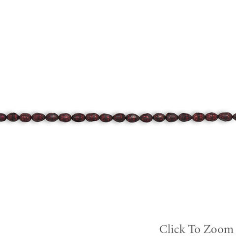 Strand of Red Cultured Freshwater Rice Pearls