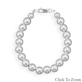 8" 8mm Sterling Silver Bead Bracelet