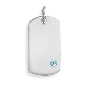 March Birthstone Engravable Pendant