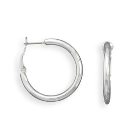Silver Plated Brass Round Tube Post Clip Fashion Hoop Earrings
