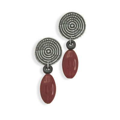 Oxidized Fashion Post Earrings with Bead Drop