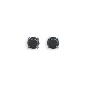 Stainless Steel Black CZ Stud Earrings