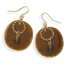 Brown Epoxy and Glass Fashion Earrings