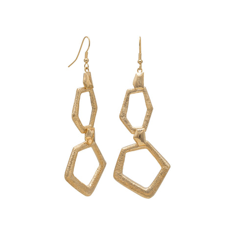 14 Karat Gold Plated Brass Abstract Drop Earrings
