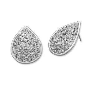 Silver Tone Crystal Pear Shape Fashion Earrings