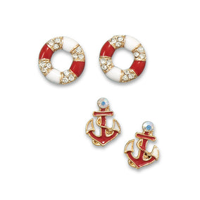 Set of 2 Nautical Themed Fashion Earrings