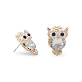 Crystal Owl Fashion Post Earrings