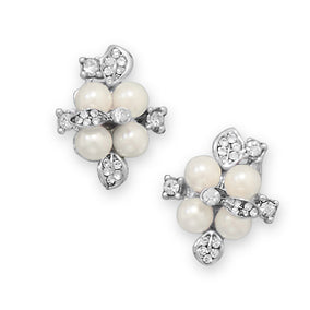 Crystal Flower Fashion Earrings with Imitation Pearl