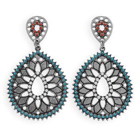 Oxidized Silver Tone Southwestern Fashion Earrings
