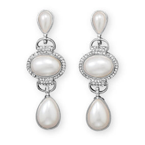 Classic Simulated Pearl and Crystal Fashion Drop Earrings