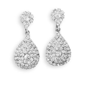 Elegant Silver Tone Crystal Pear Drop Clip On Fashion Earrings