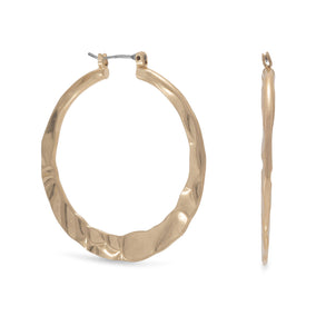 Hammered Gold Tone Fashion Hoop Earrings