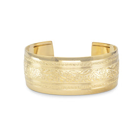 14 Karat Gold Plated Brass Floral Fashion Cuff Bracelet