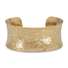 27.5mm 14 Karat Gold Plated Brass Floral Fashion Cuff Bracelet