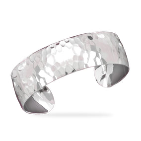 Plated Brass Hammered Domed Fashion Cuff Bracelet