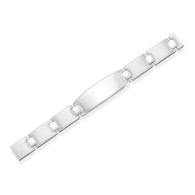 8" Brushed Stainless Steel Link Bracelet with Polished ID Plate