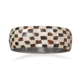 White and Mosaic Blacktab Shell Fashion Bangle