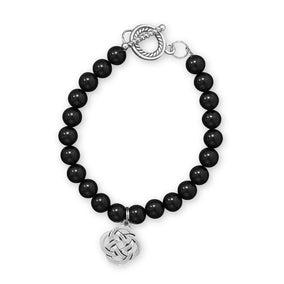 8.5" Celtic Pewter Bracelet with Black Onyx