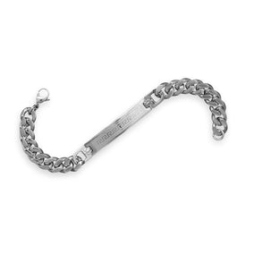 8.5" Stainless Steel Greek Design Men's ID Bracelet