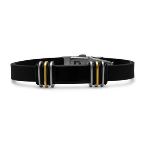 8" Two Tone Stainless Steel and Rubber Men's ID Bracelet