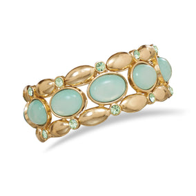 Mint Green Gold Tone Fashion Stretch Bracelet