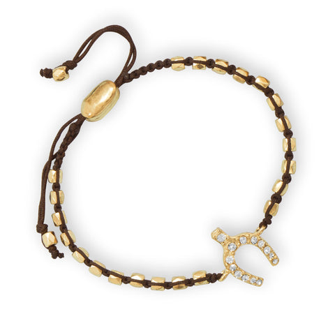 Adjustable Crystal Wishbone Fashion Bracelet