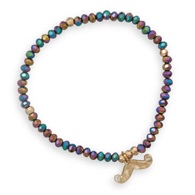 Purple Fashion Stretch Bracelet with Mustache Charm