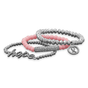 Pink Awareness Fashion Bracelet Set