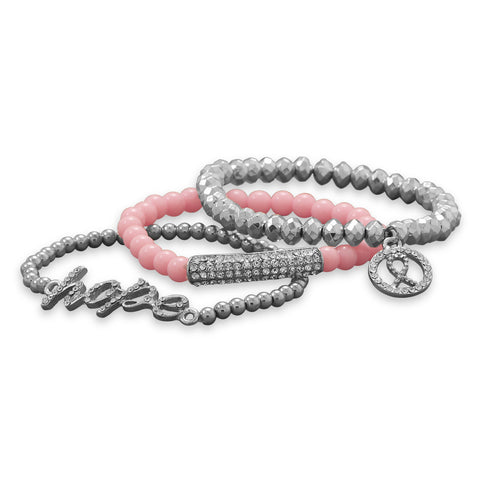 Pink Awareness Fashion Bracelet Set