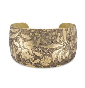 Antique Brass Floral Design Cuff
