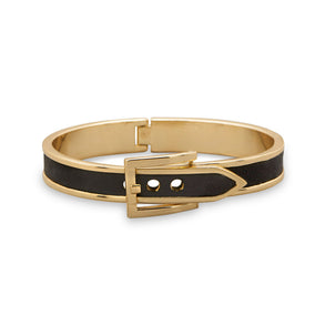 Adjustable Black PVC Inlay Belt Design Fashion Bangle Bracelet