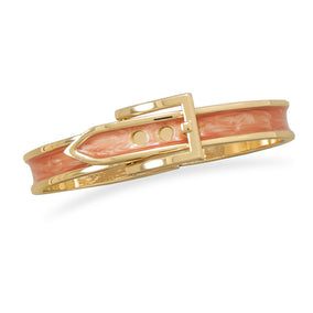 Adjustable Pearlescent Orange Enamel Belt Design Fashion Bangle Bracelet