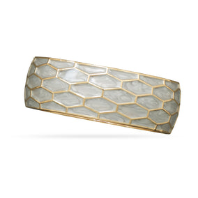 Pearlescent White Enamel Honeycomb Design Fashion Bangle Bracelet