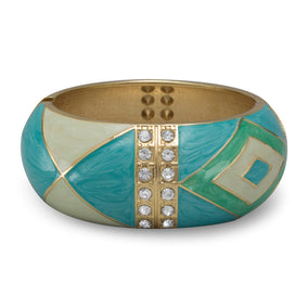 Pearlescent Turquoise Enamel Diamond Pattern Fashion Bangle Bracelet
