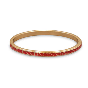 Thin Red Enamel Patterned Fashion Bangle Bracelet