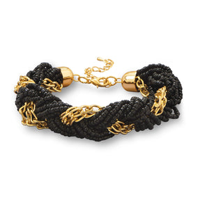 Thick Black Braided Multistrand Fashion Bracelet
