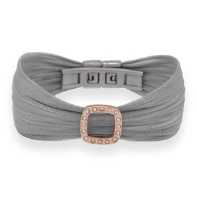 Elegant Stainless Steel Mesh Bracelet with Crystal