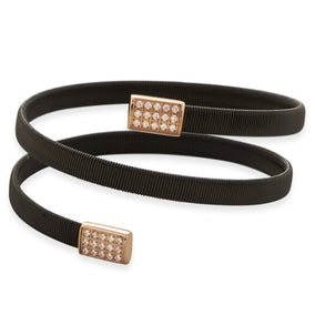 Black Tone Stainless Steel Wrap Bracelet with Crystal