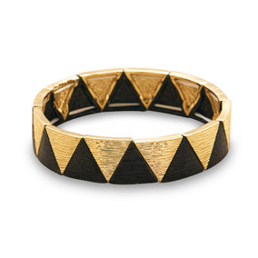 Gold and Black Pyramid Fashion Stretch Bracelet