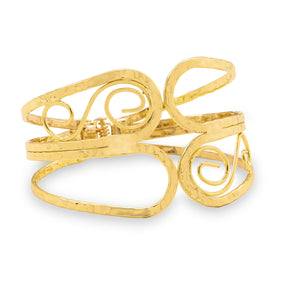 Hammered Gold Tone Hinged Fashion Cuff Bracelet