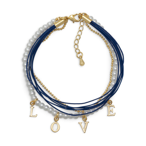 7" + 2" Multistrand 18K Gold Plated Copper "LOVE" Bracelet